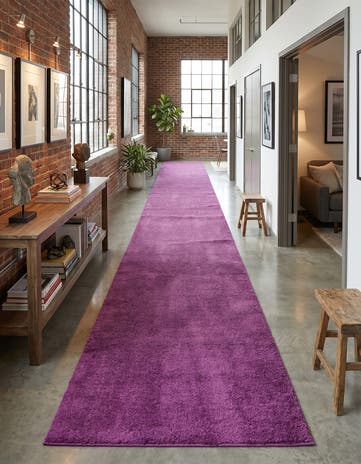 Violet Solid Frieze Runner Rug