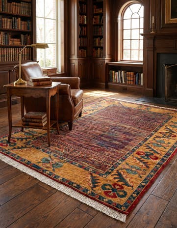 4' 11 x 6' 1 Hand Knotted Ziegler Wool Rug