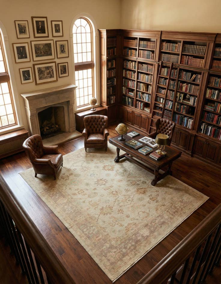 Detail image of 9' 2 x 11' 9 Hand Knotted Oushak Wool Rug