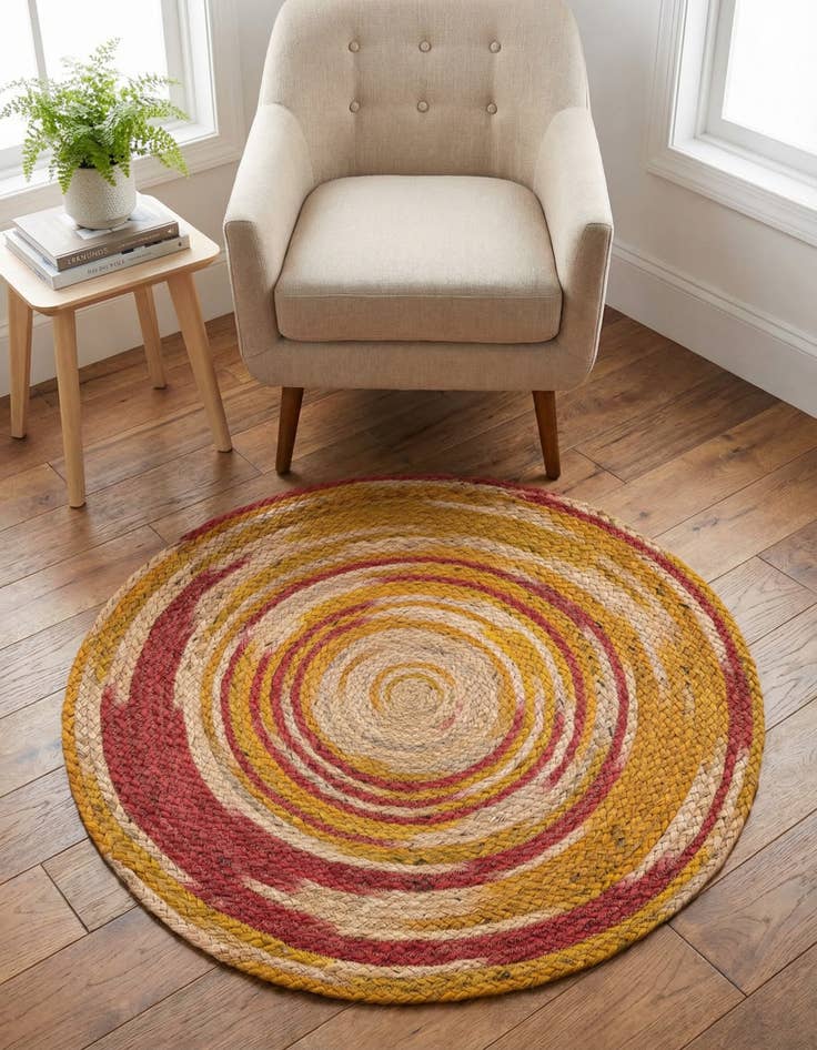 Detail image of 3' 1 x 3' 1 Handmade Braided Jute Round Rug