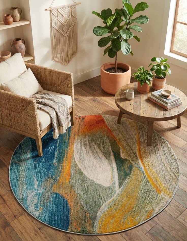 Detail image of 5' 3 x 5' 3  Washable Haerfest Round Rug