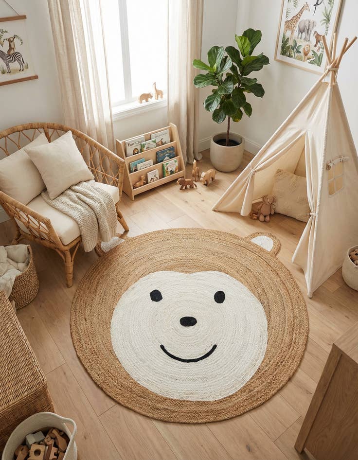 Detail image of 6' 1 x 6' 1 Kids Braided Jute Round Rug