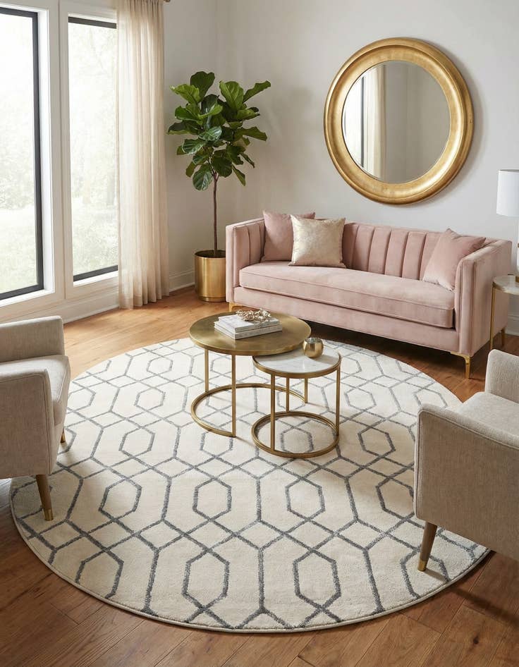 Detail image of 7' 10 x 10' Marilyn Monroe&trade; Glam Trellis Oval Rug