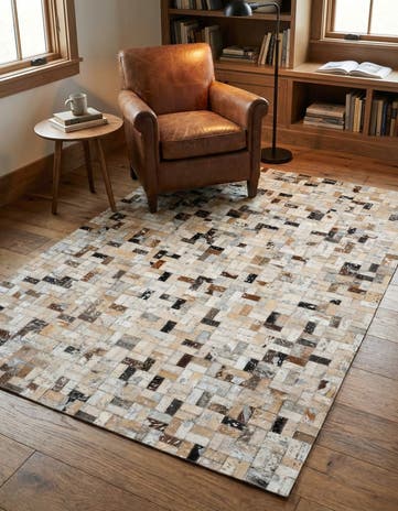 4' 1 x 5' 10 Cowhide Stocks Rug