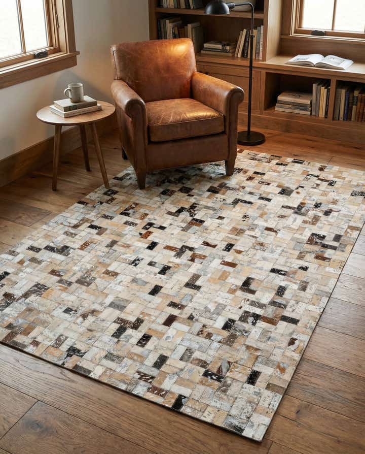 4' 1 x 5' 10 Cowhide Stocks Rug