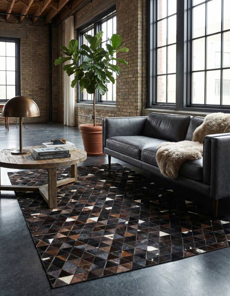 Detail image of 5' 1 x 8' Cowhide Stocks Rug