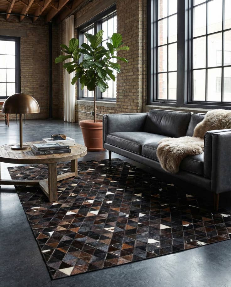 Detail image of 5' 1 x 8' Cowhide Stocks Rug