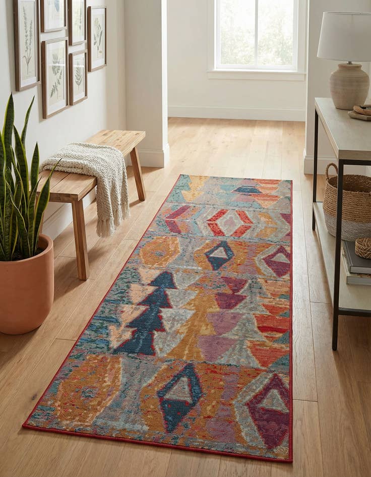 Detail image of 2' 7 x 7' Easy-Clean Modern Indoor / Outdoor Runner Rug