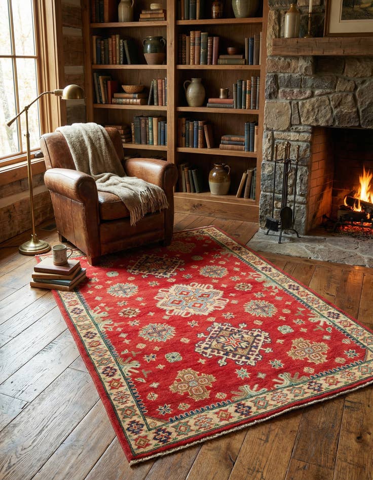 Detail image of 3' 10 x 5' 10 Hand Knotted Kazak Rug