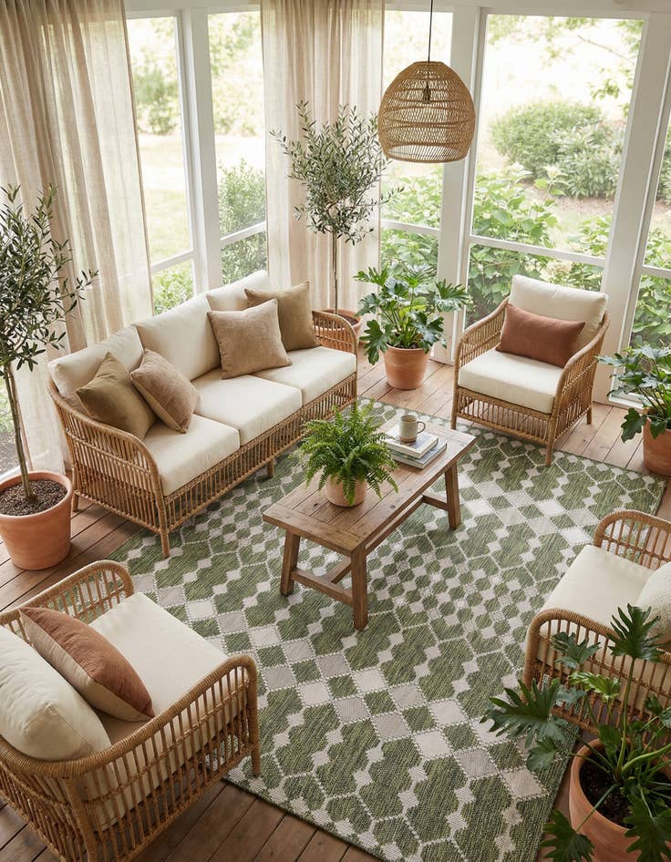 Detail image of 10' x 10'  Washable Trellis Indoor / Outdoor Square Rug