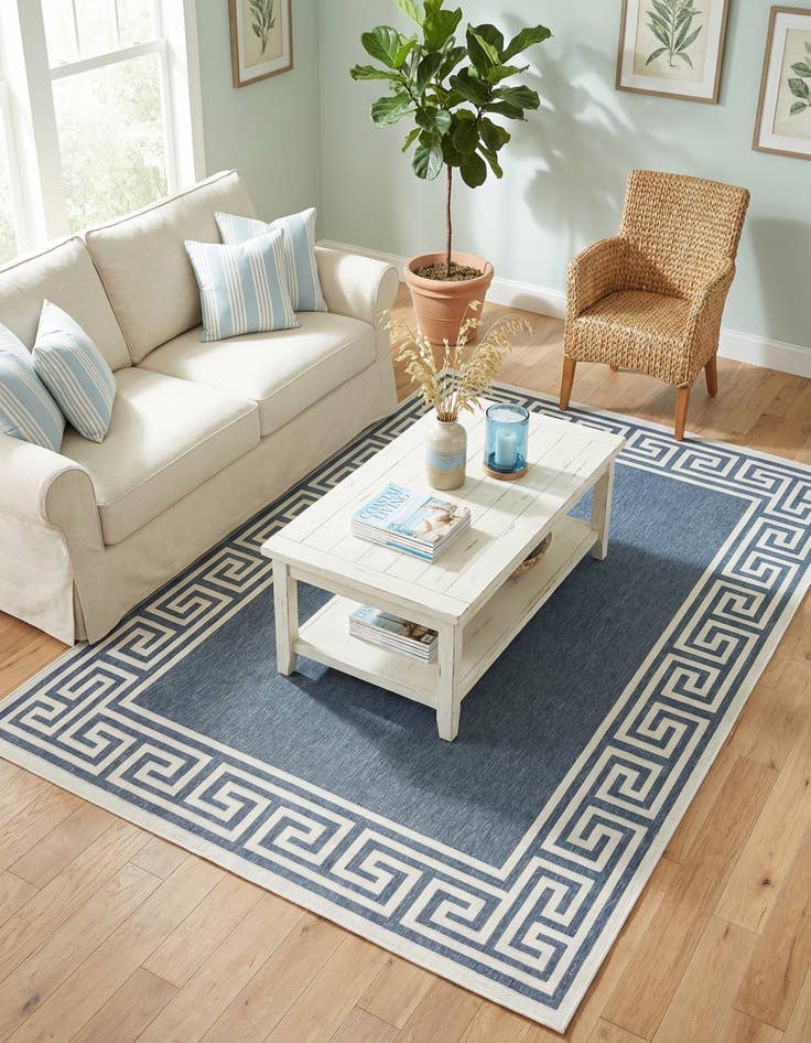 Detail image of 5' 3 x 8'  Washable Coastal Indoor / Outdoor Rug