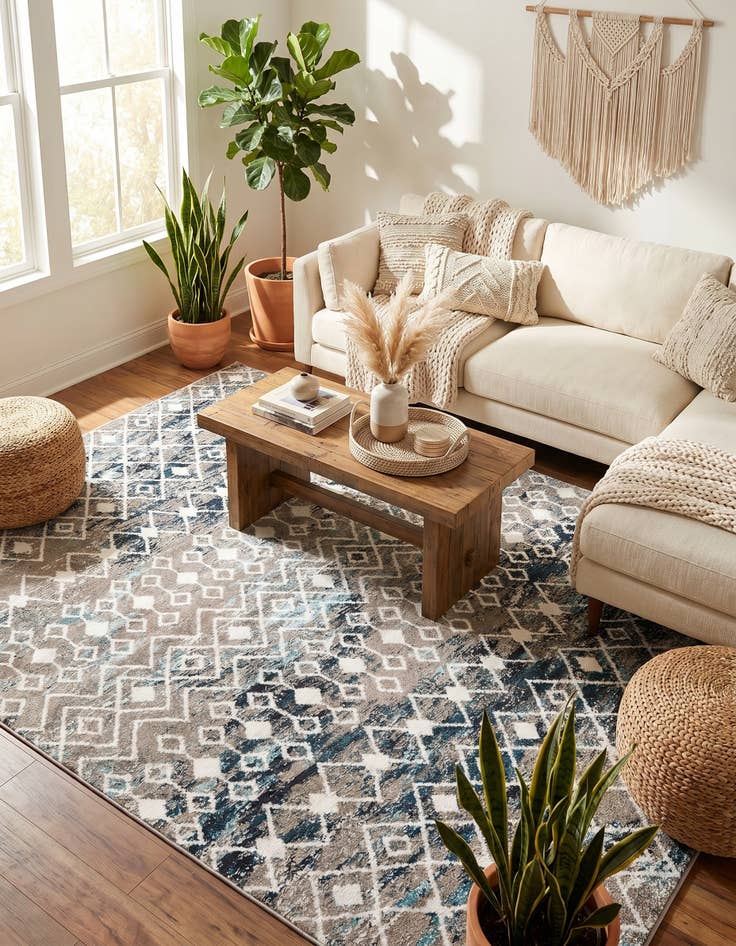 Detail image of 7' 10 x 10' Moroccan Trellis Rug