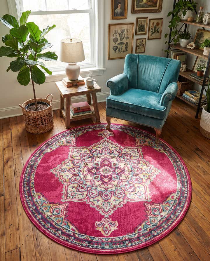 185cm x 185cm Lavable Palazzo Tapis Rond