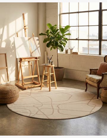 Ivory Contour Round Rug