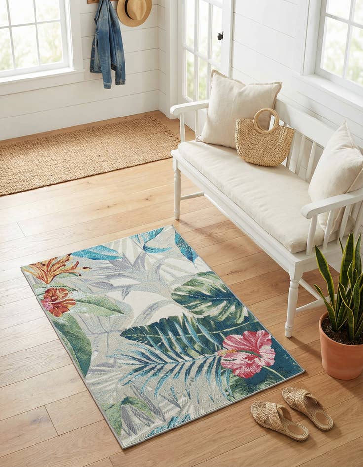 Detail image of 2' x 3' Easy-Clean Botanical Indoor / Outdoor Rug