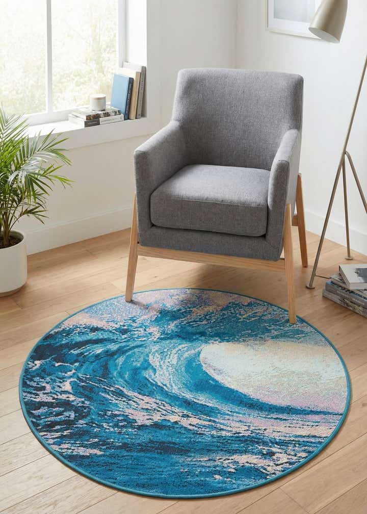 3' 3 x 3' 3 Easy-Clean Modern Indoor / Outdoor Round Rug