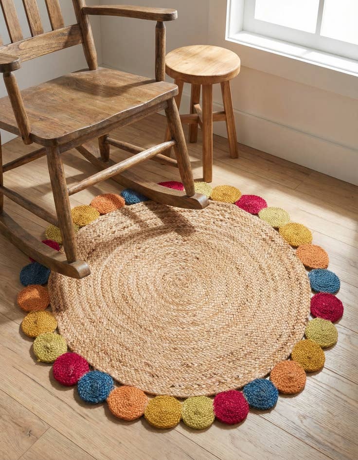 Detail image of 3' 3 x 3' 3 Handmade Braided Jute Round Rug