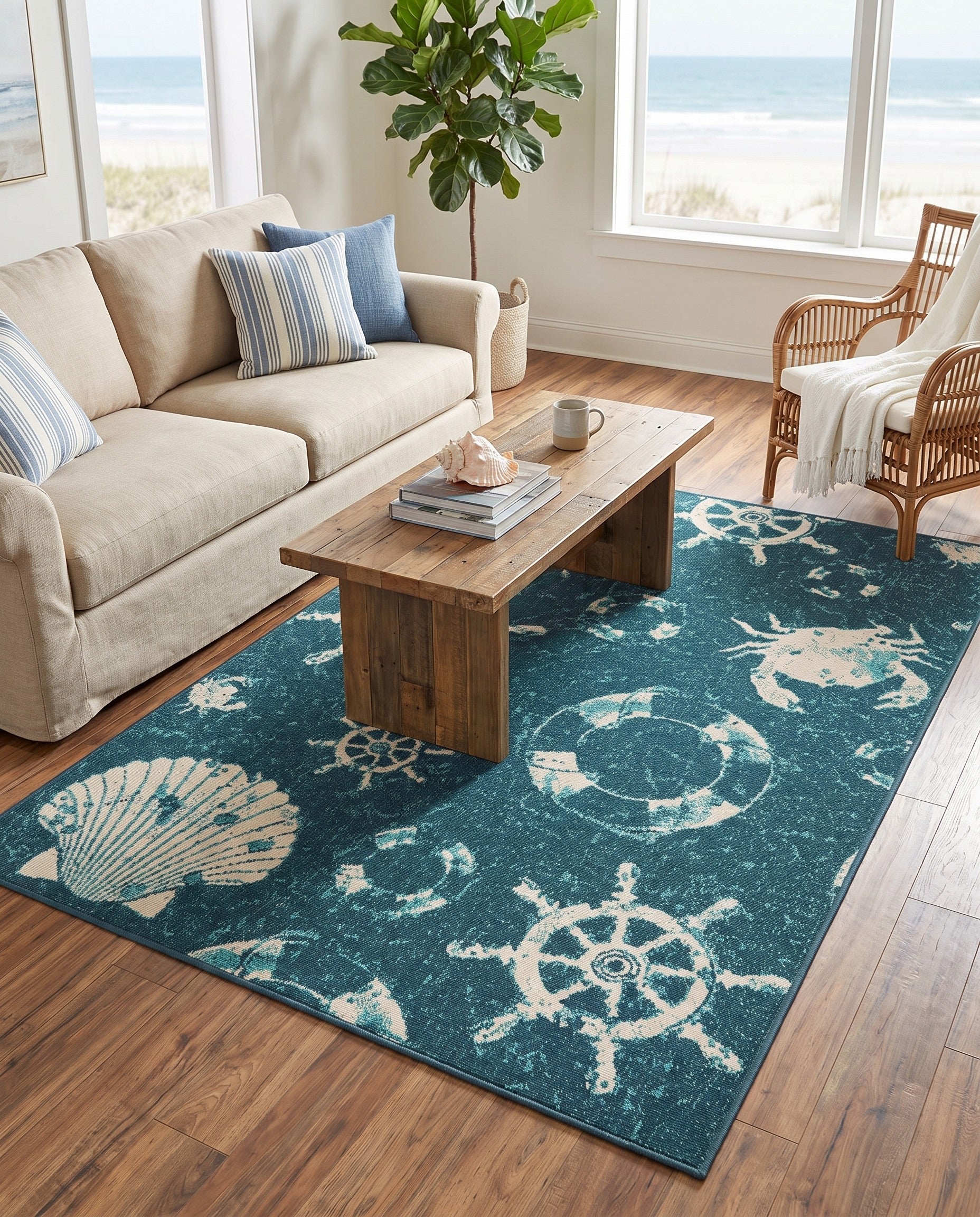 4' x 6' Easy-Clean Coastal Indoor / Outdoor Rug