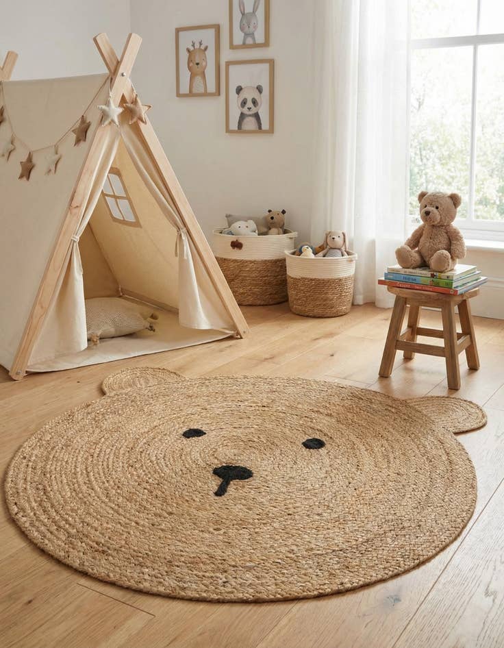 Detail image of 3' 1 x 3' 1 Hand Braided Kids Braided Jute Round Rug