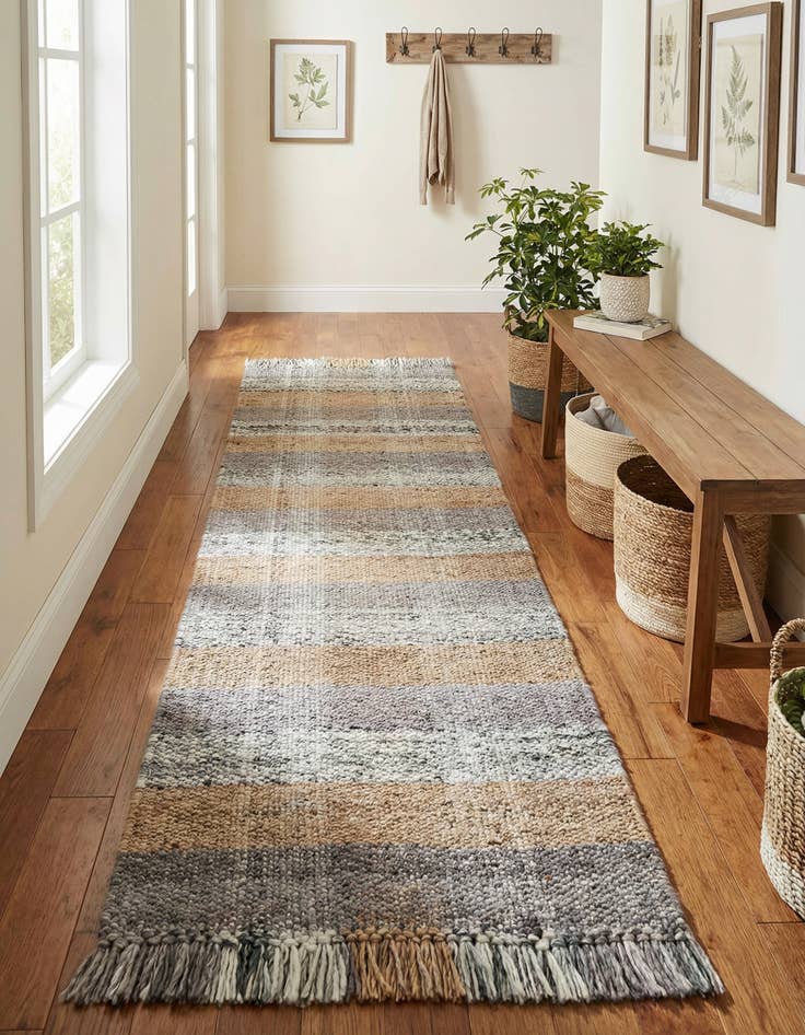 Detail image of 2' x 8' Easy-Clean Eco Plaid Washable Indoor / Outdoor Runner Rug