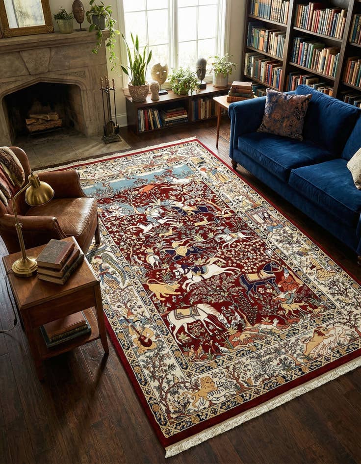 Detail image of 5' 3 x 8' Nain Design Rug