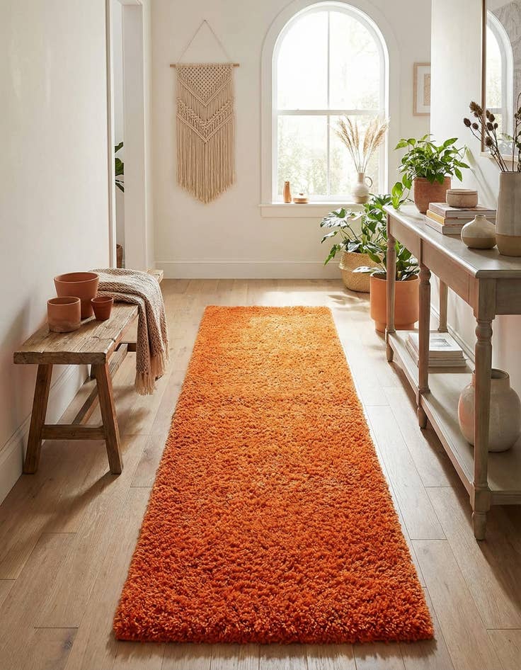 Detail image of 2' 7 x 10' Solid Shag Runner Rug