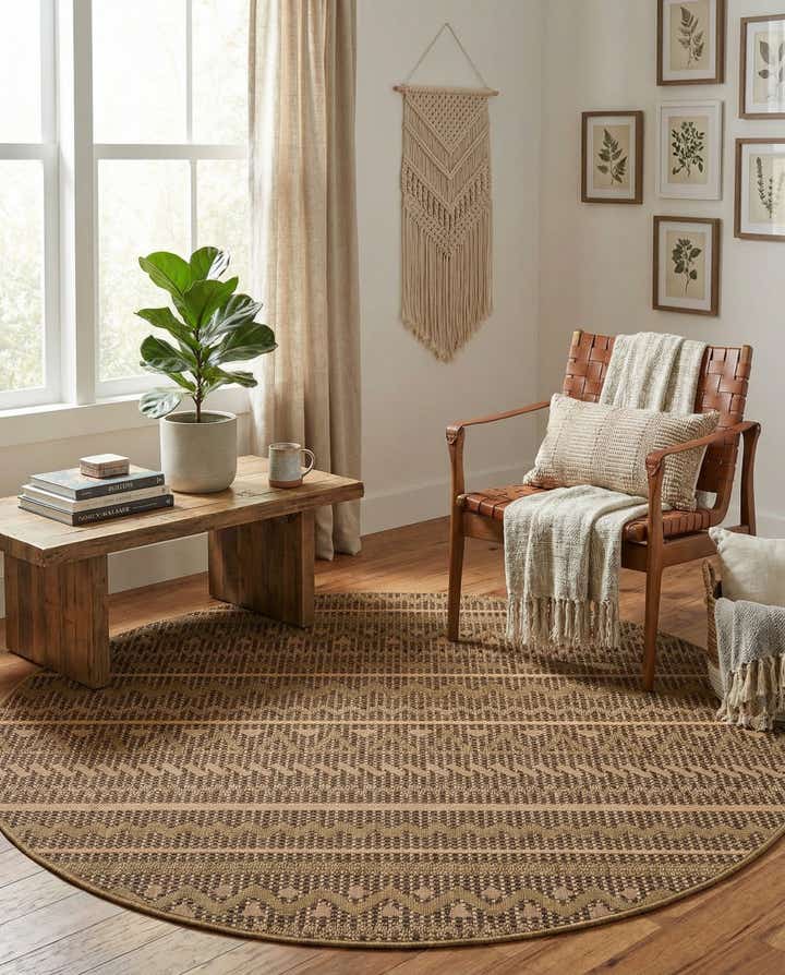 6' x 6' Easy-Clean Modern Indoor / Outdoor Round Rug