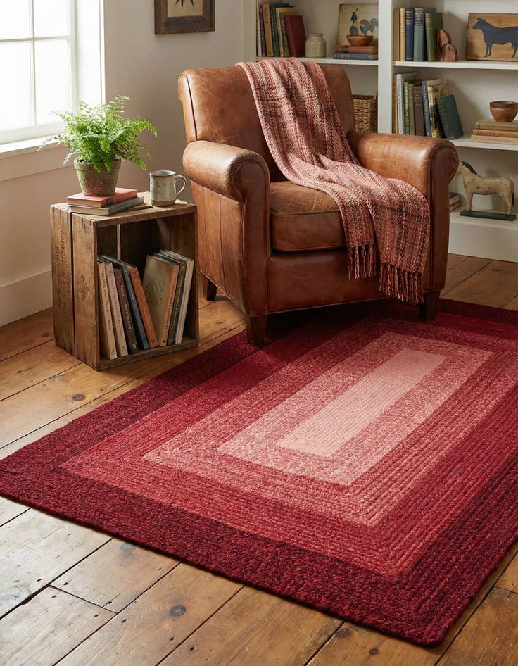 Detail image of 4' 1 x 6' 1 Hand Braided Wool Rug