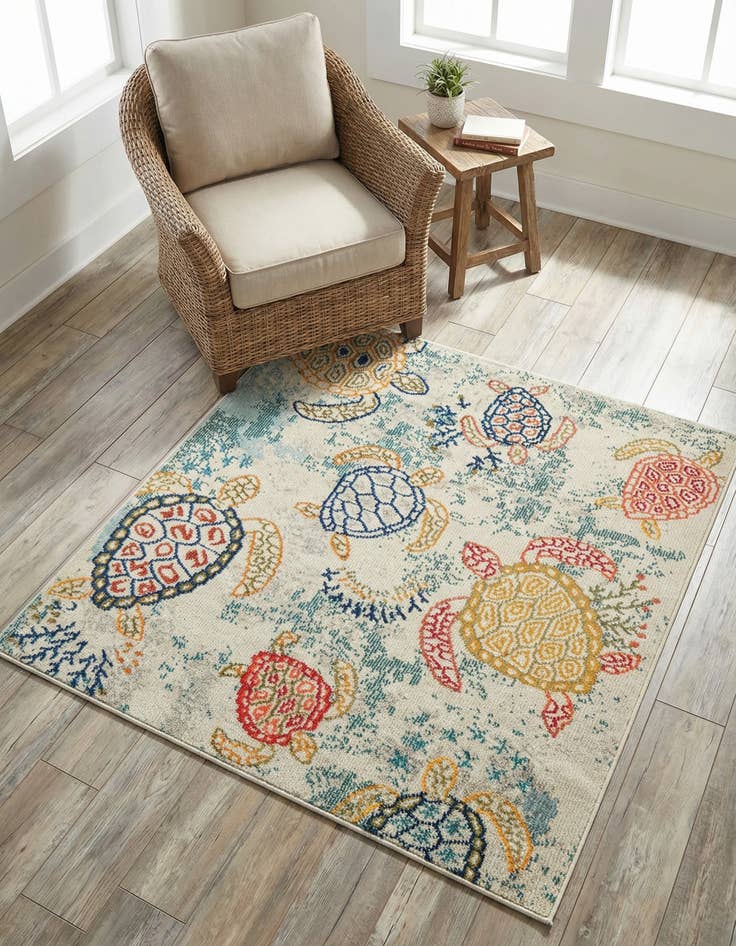 Detail image of 4' 1 x 4' 1  Washable Capri Square Rug