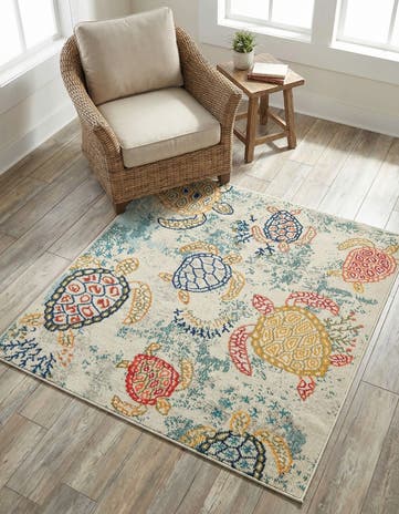 Beige Washable Amalfi Square Rug