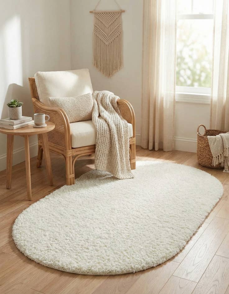 Detail image of 3' x 5' 3 Solid Shag Oval Rug