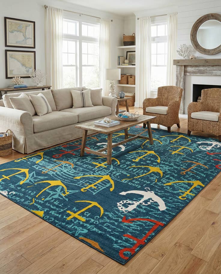 Detail image of 10' x 14' Easy-Clean Coastal Indoor / Outdoor Rug