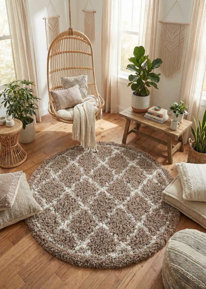 5' x 5' Infinity Shag Round Rug