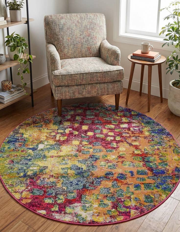 Detail image of 4' x 4'  Washable Barcelona Round Rug