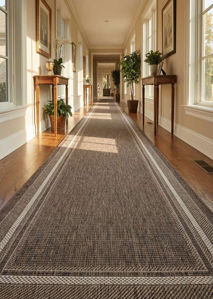 2' 7 x 14' Easy-Clean Border Indoor / Outdoor Runner Rug