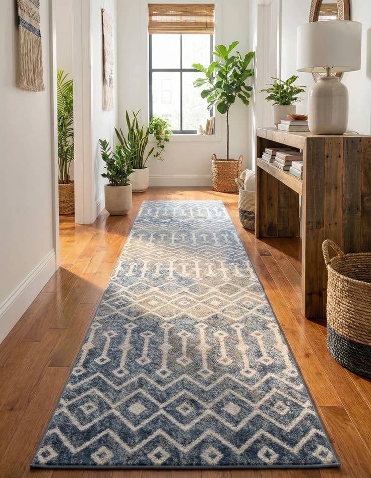 Detail image of 2' 7 x 14' Bohemian Trellis Runner Rug