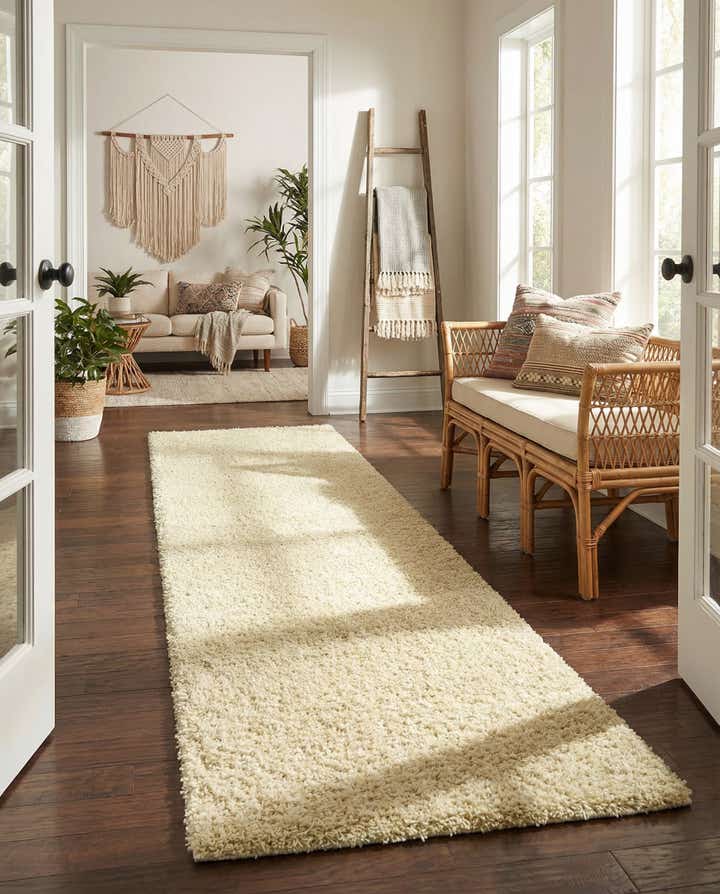 2' 7 x 12' Solid Shag Runner Rug