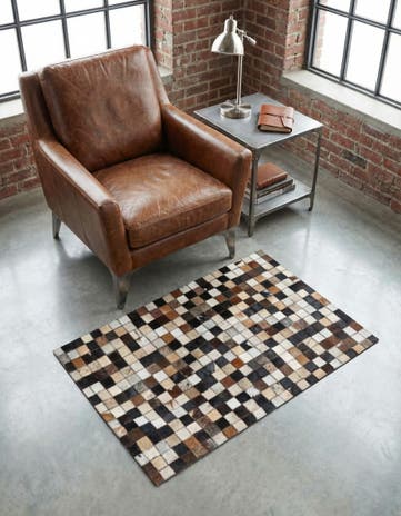 2' x 3' 1 Cowhide Leather Rug