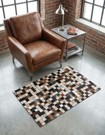 2' x 3' 1 Cowhide Leather Rug