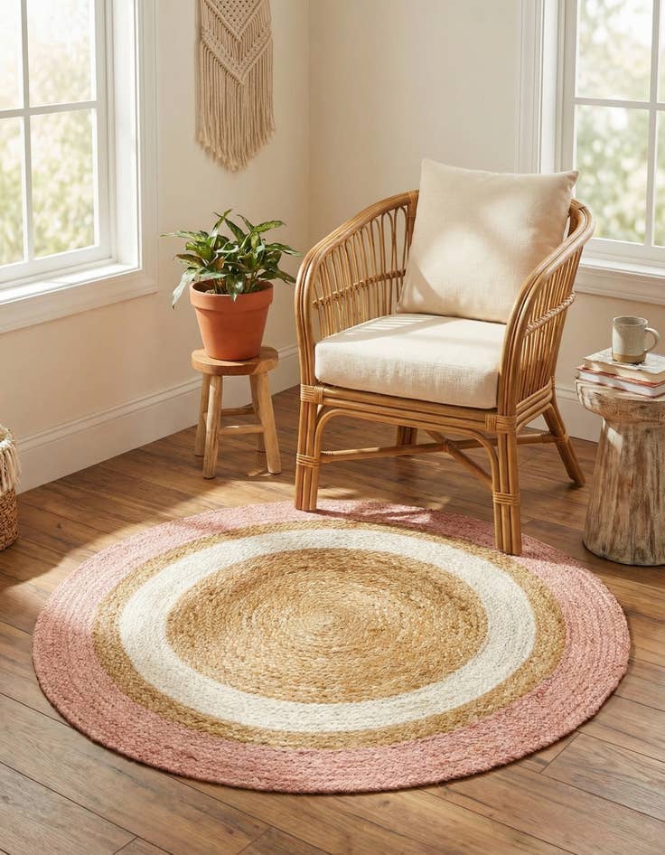Detail image of 3' 1 x 3' 1 Handmade Braided Jute Round Rug