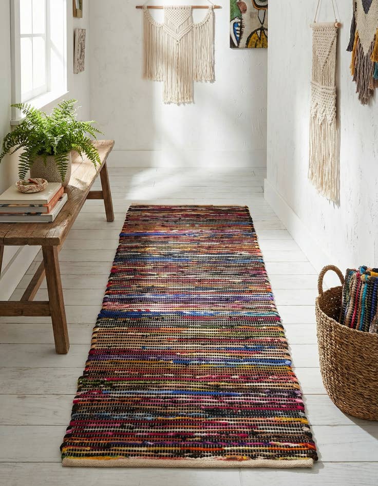 Detail image of 2' x 5' 1 Hand Woven Chindi Cotton Runner Rug