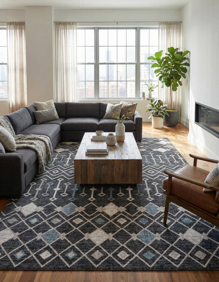 Detail image of 10' x 13' Eco Trellis Rug