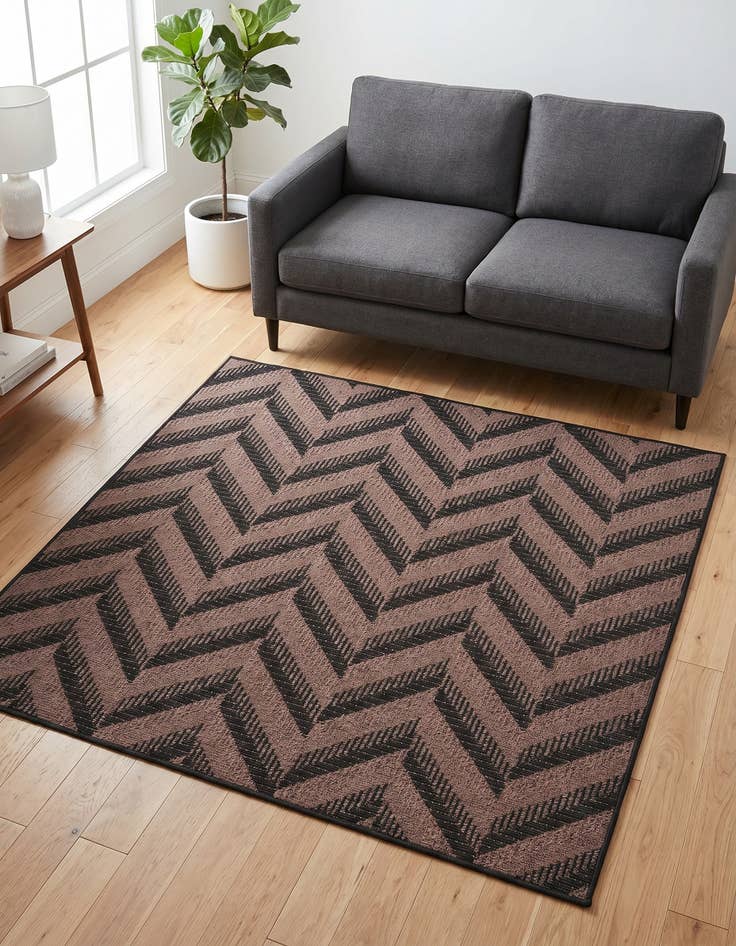 Detail image of 6' x 6' Easy-Clean Modern Indoor / Outdoor Square Rug