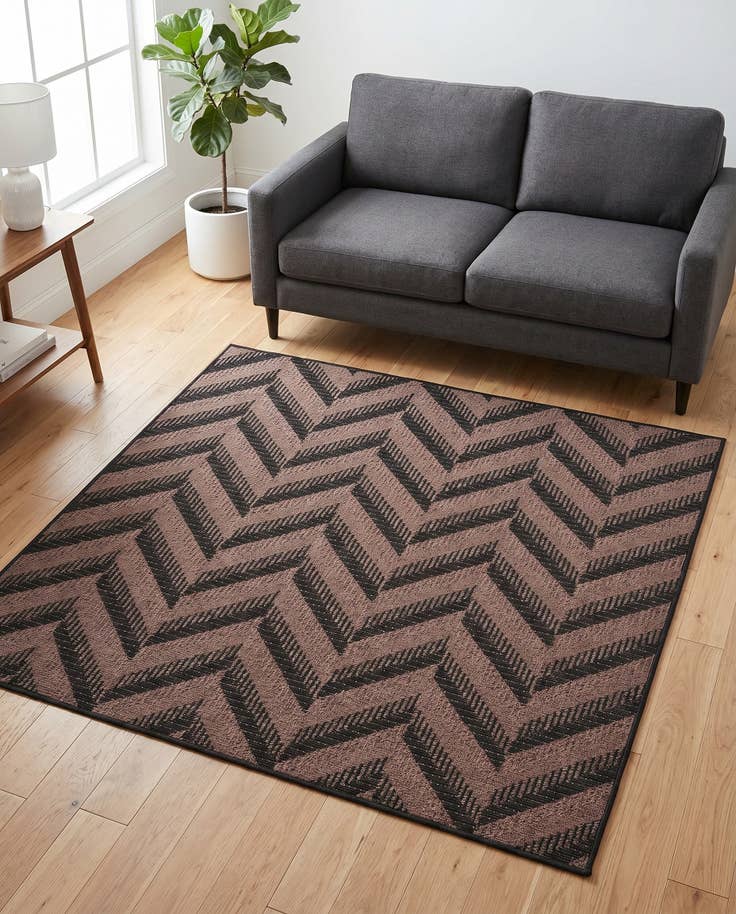 Detail image of 6' x 6' Easy-Clean Modern Indoor / Outdoor Square Rug