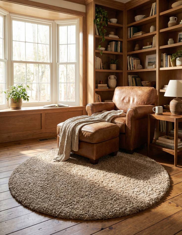 Detail image of  6' x 6' Solid Shag Round Rug