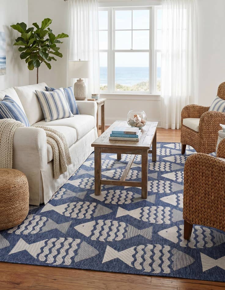 Detail image of 7' 10 x 10' Easy-Clean Coastal Indoor / Outdoor Rug