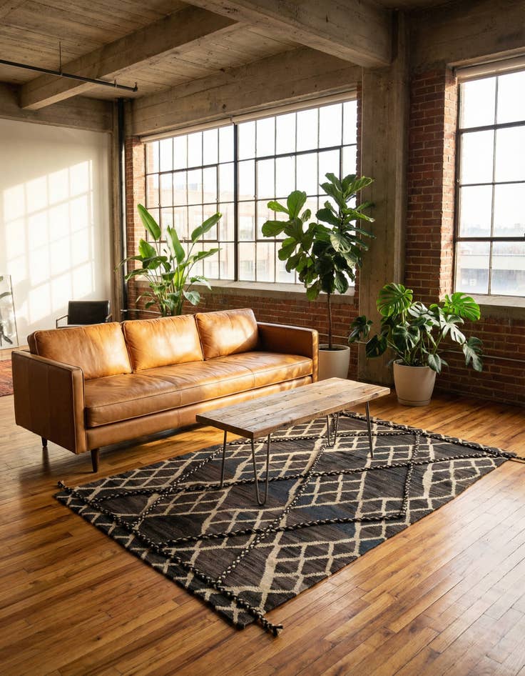 Detail image of 4' x 6' Hand Woven Kilim Modern Wool Rug