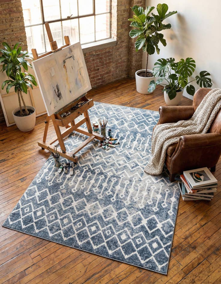 Detail image of 5' 3 x 8' Bohemian Trellis Rug