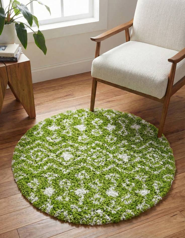 Detail image of 3' x 3' Moroccan Trellis Shag Round Rug