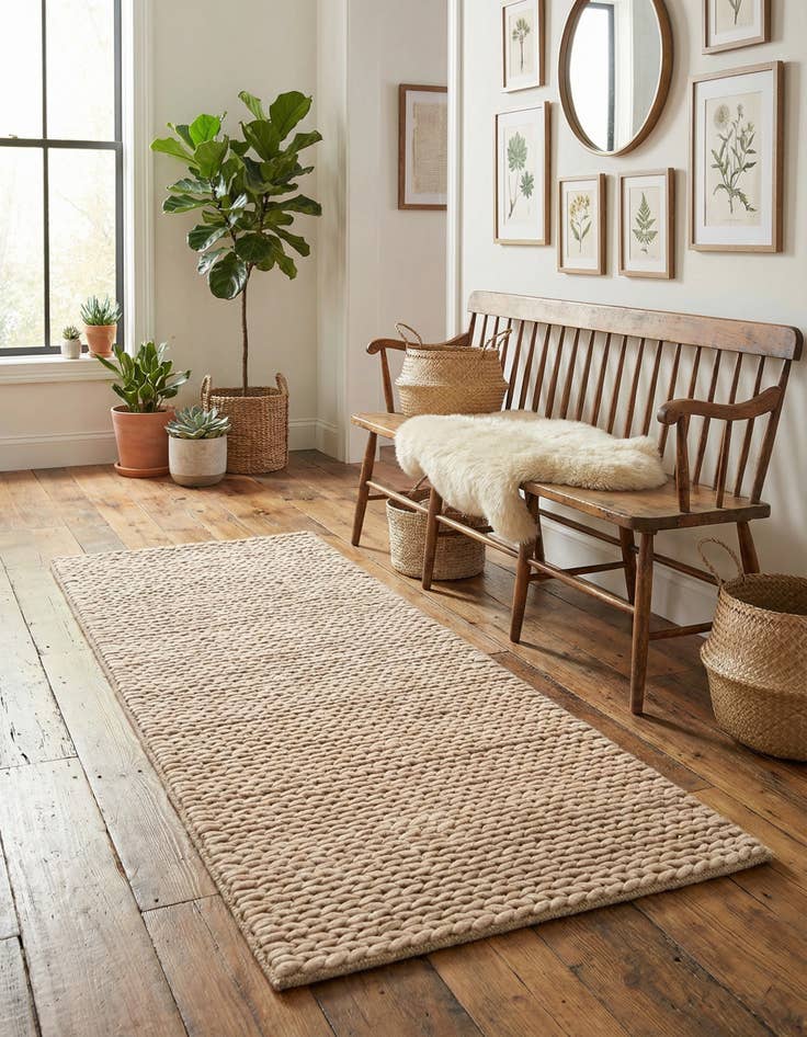 Detail image of 2' x 5' 1 Hand Woven Lana New Zealand Wool Runner Rug